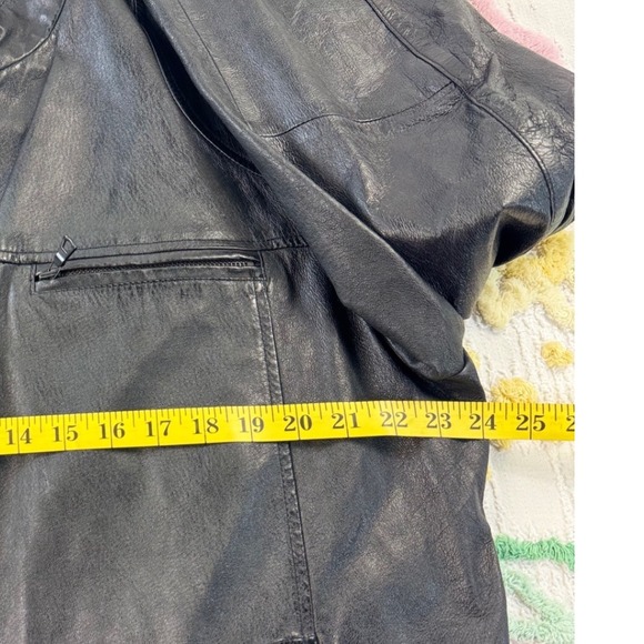 INC International Concepts Mens Black Leather Cafe Racer Jacket XL WPL 8046 - Picture 4 of 7